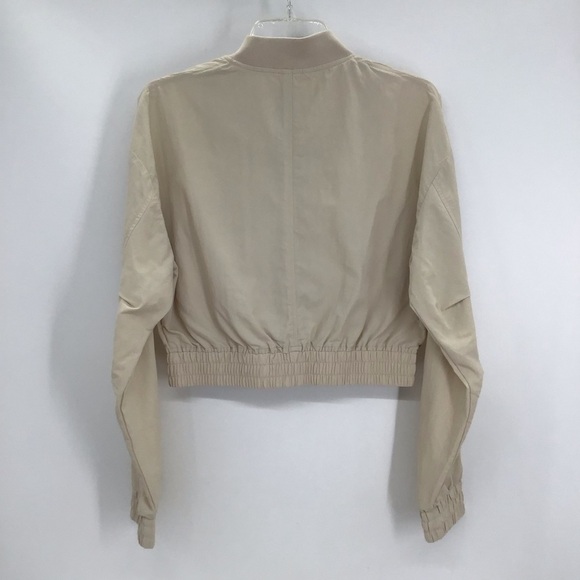 MANGO Picola Bomber Jacket Lightweight Casual Minimalist Beige Size Medium - Picture 3 of 8